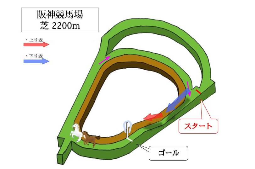 阪神競馬場 芝2200mのコースで特徴を解説