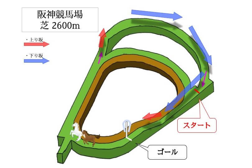 阪神競馬場 芝2600mのコースで特徴を解説