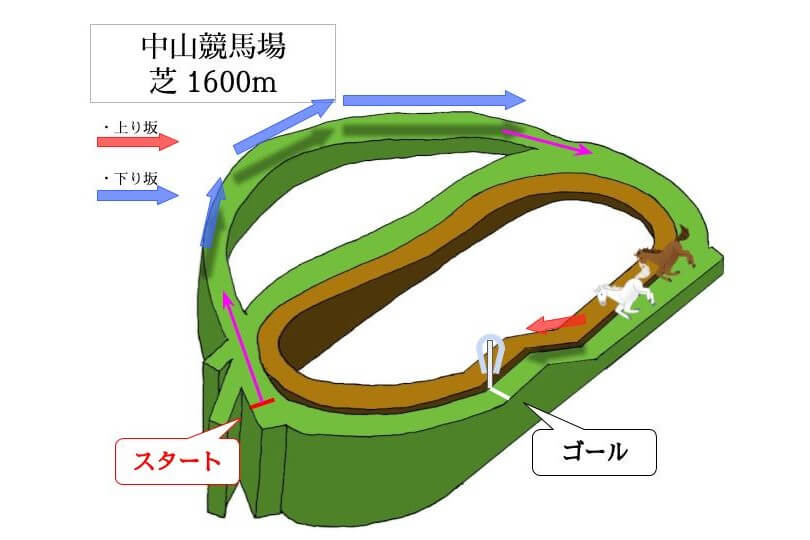 中山競馬場 芝1600mのコースで特徴を解説