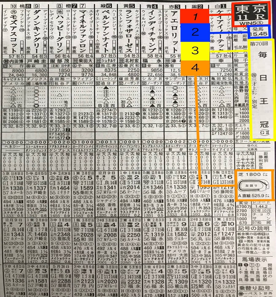 競馬新聞のレース情報の見方/読み方